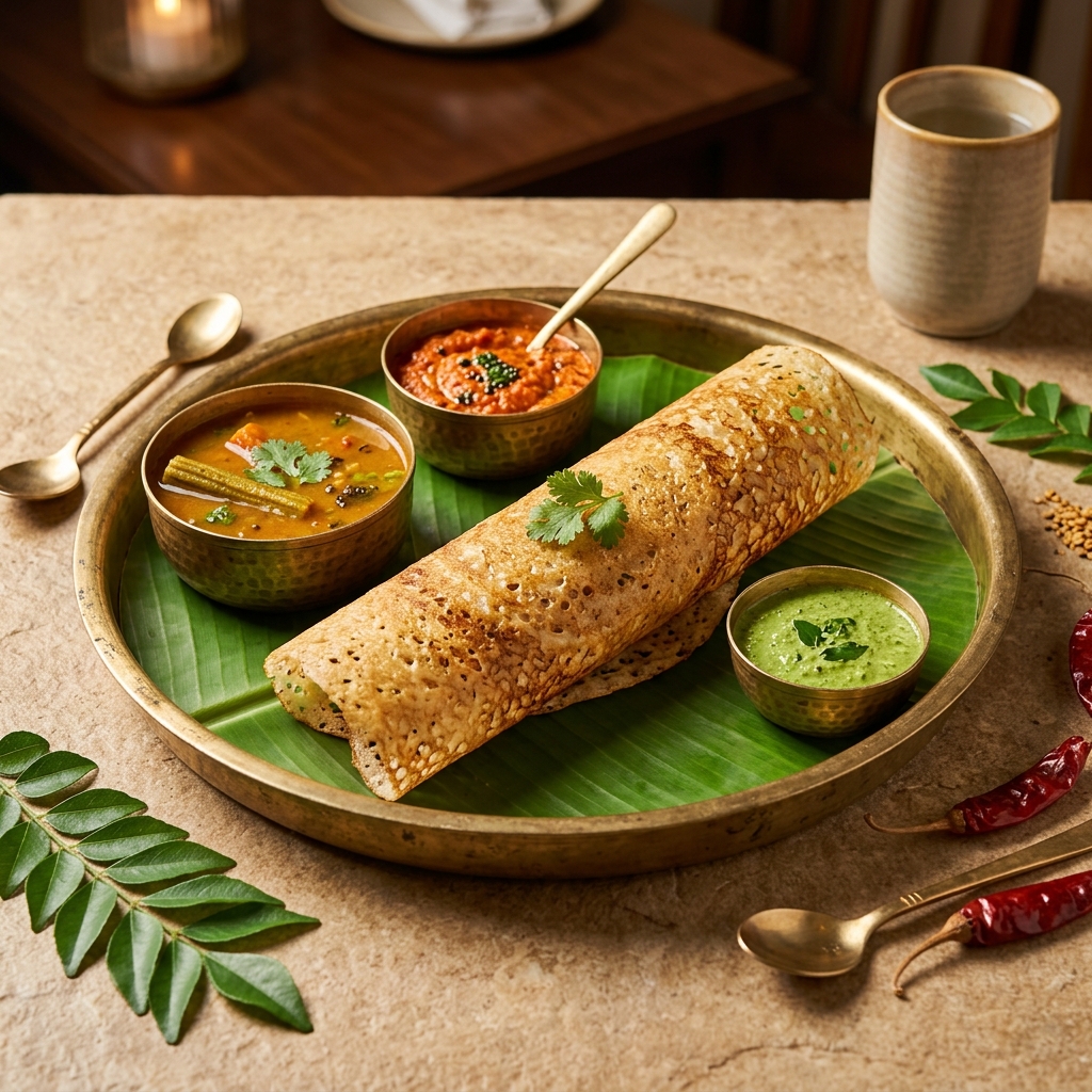 Authentic South Indian Dosa Thali